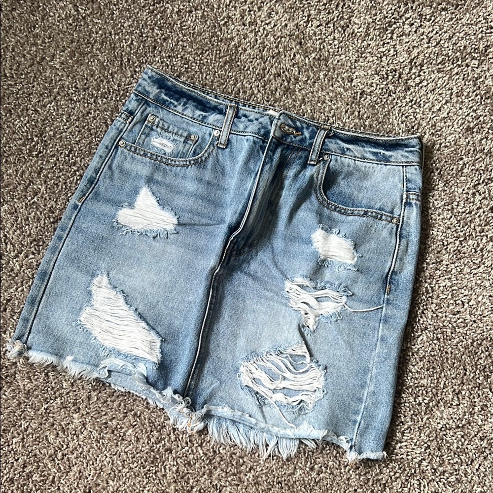Distressed Denim Skirt